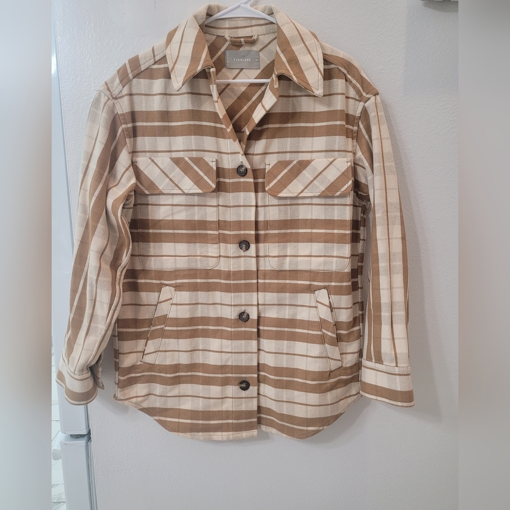 Everlane Beige and Brown Striped Shirt - Picture 4 of 10